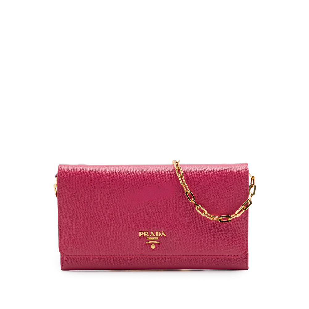 Pre-Loved Prada Saffiano Wallet on Chain